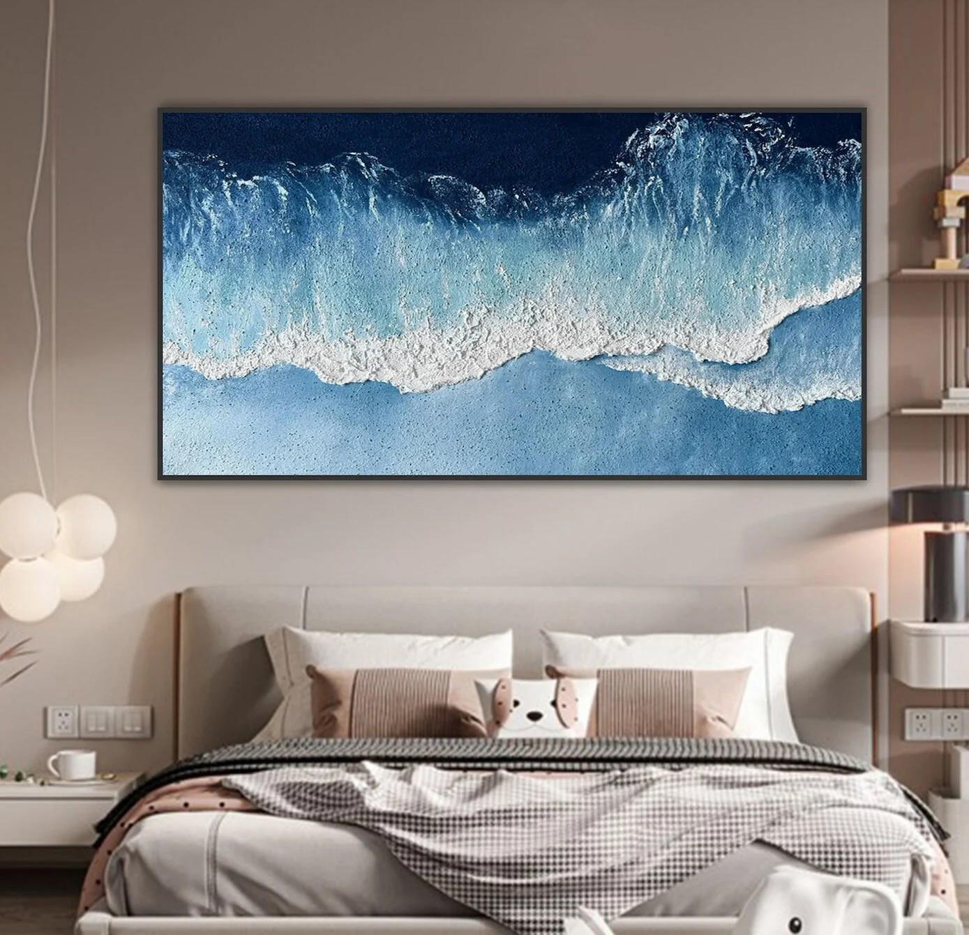 Textura minimalista del arte de la pared del océano 2 abstracto azul Pintura al óleo